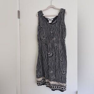 Vintage Nina Piccalino Black and Cream Floral Dress